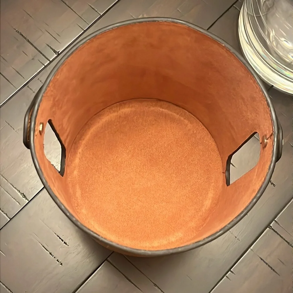 Ralph Lauren Cantwell Saddle Leather Ice Bucket new